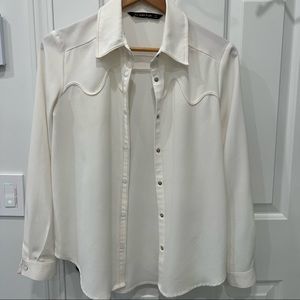 Zara Piped Detail Button Down Shirt